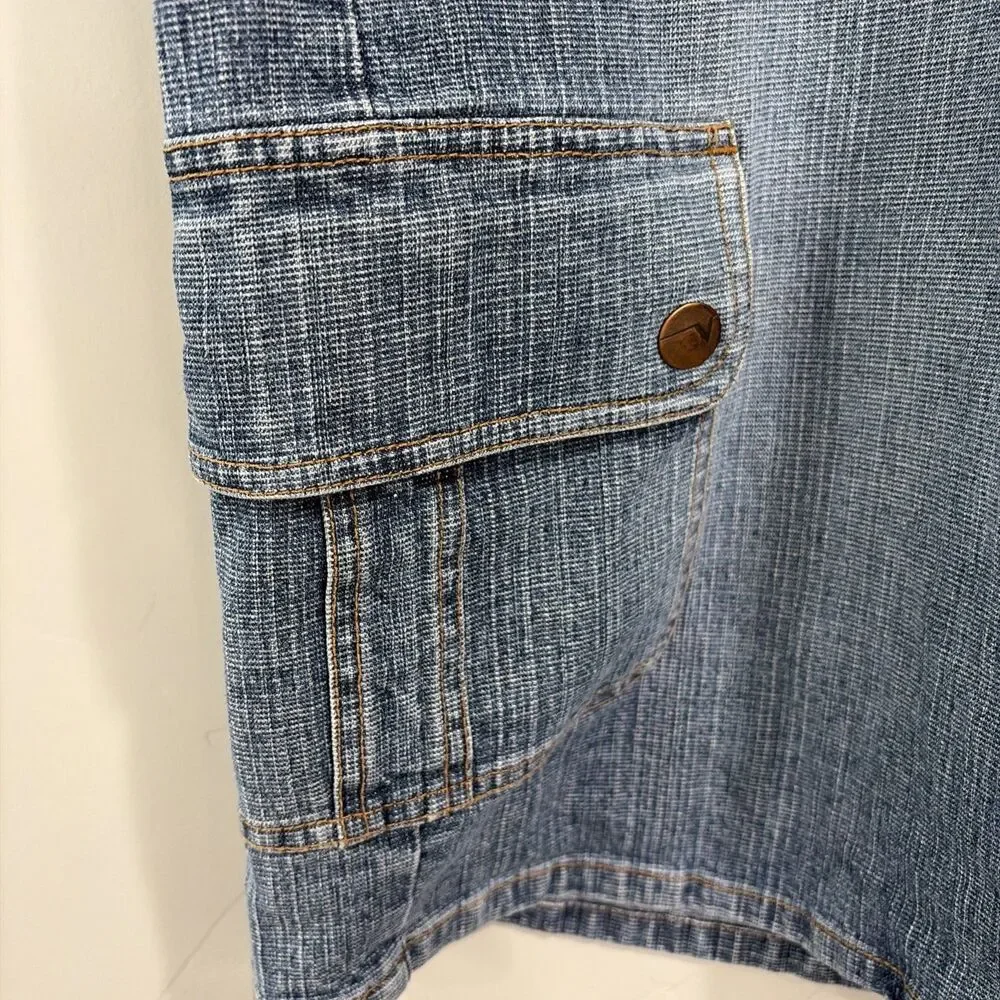 VTG Y2K Venezia Denim Cargo Skirt 22 Flaw Utility Pocket Medium Wash Jean Midi